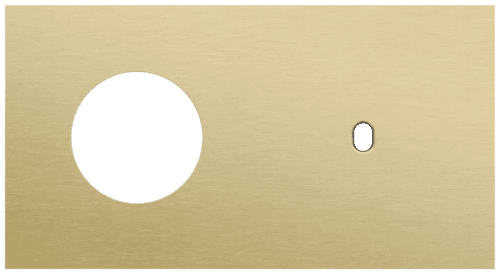 Plaque de recouvrement double, horizontale 71 mm d'entraxe, pour une fonction de commutation simple et une fonction de prise de courant, Niko Toggle alu gold brushed