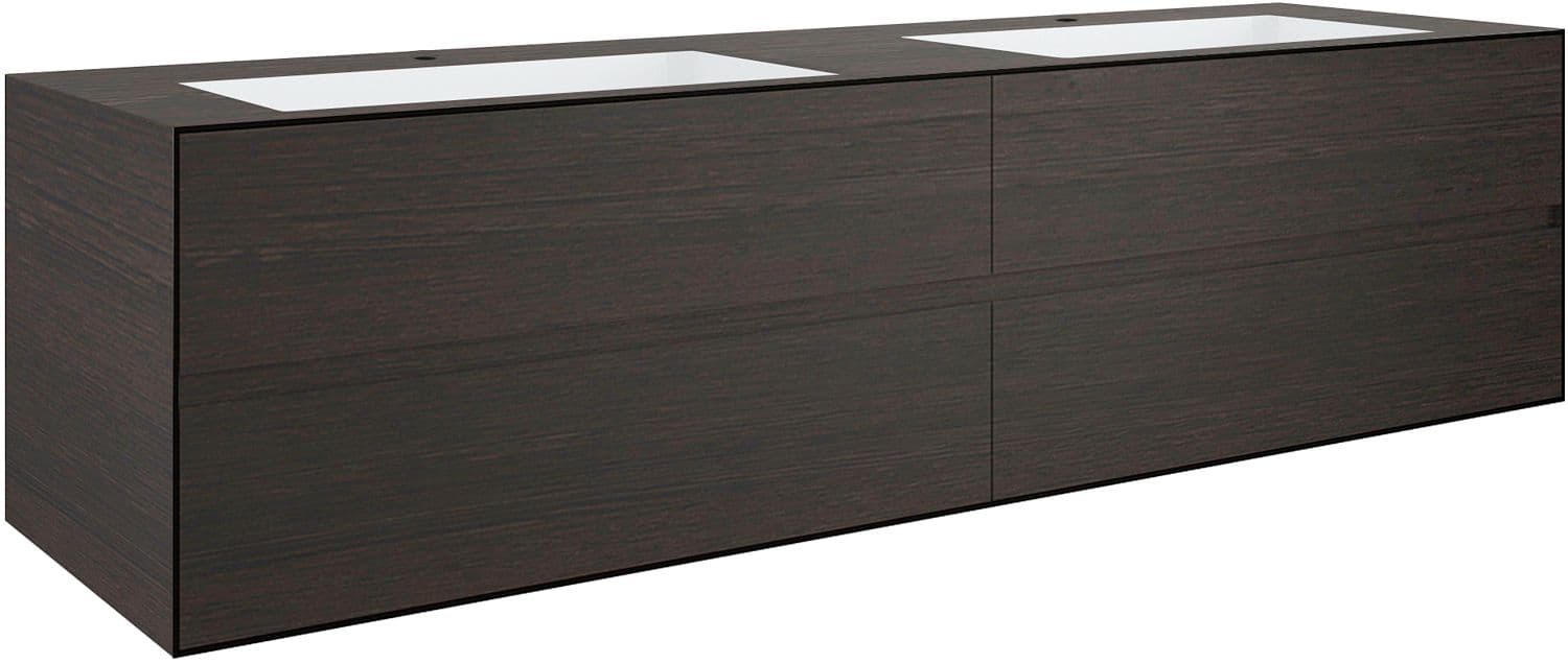 SOUS MEUBLE 4 TIROIRS+ LAVABOS SOUS ENCASTRER TENSO 180CM +TROUS ROBINETS WENGE