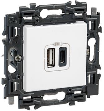 Valena prise Usb double type A + C appareil complet Blanc à griffes