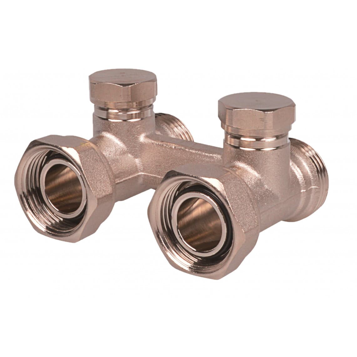 988526355 LT vanne en H 90°, nickelé, 3/4" Eurocône x 3/4" F, droit