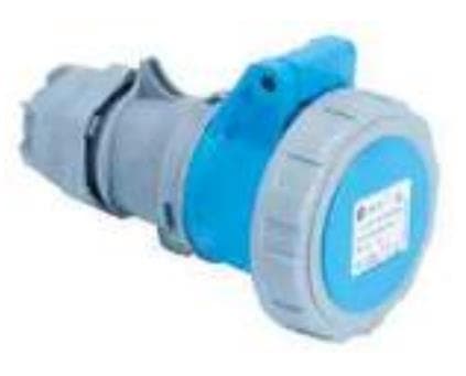 Fiche CEE femelle 4 x 32A 200 - 250Vac 9h Bleu IP67 avec raccords à visser
