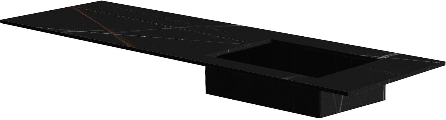 TABLET MARBRE CERAMIQUE PURO LAVABO S DROITE L160 H1,2 SANS TROU ROBINET BAMBOO BLACK