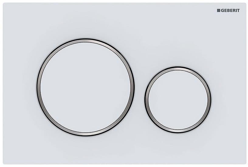 PLAQUE DE COMMANDE 2 TOUCHES SIGMA20 GEBERIT BLANC SATIN-CHROOM BRILLANT EASY-TO-CLEAN