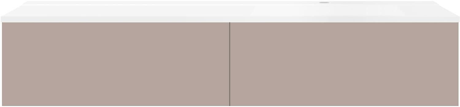 SOUS MEUBLE COFFEE 2 TIROIRS 160 MAT BASALTGRIJS+LAVABO DROITE BLANC MAT