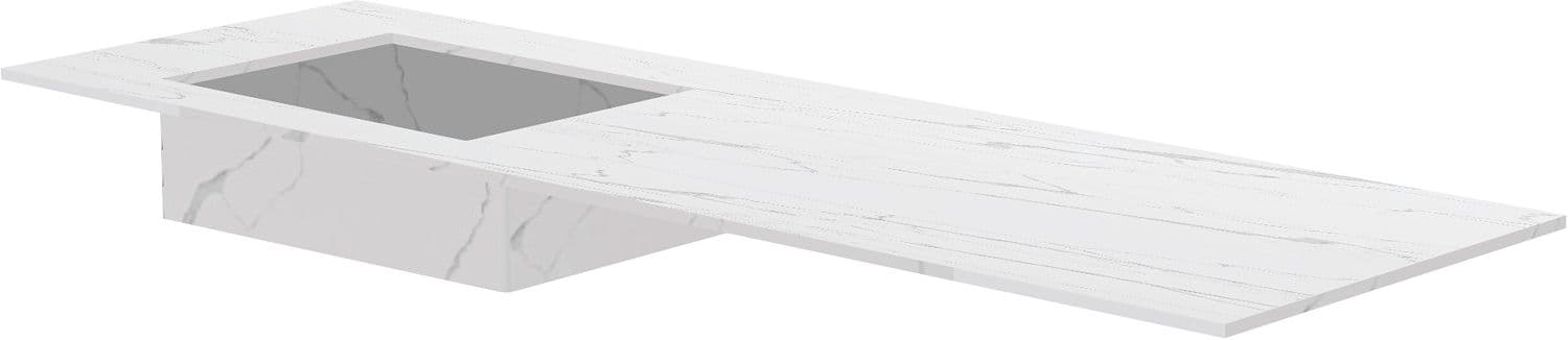 TABLET MARBRE CERAMIQUE PURO LAVABO S GAUCHE L160 H1,2 SANS TROU ROBINET WHITE CALACATTA
