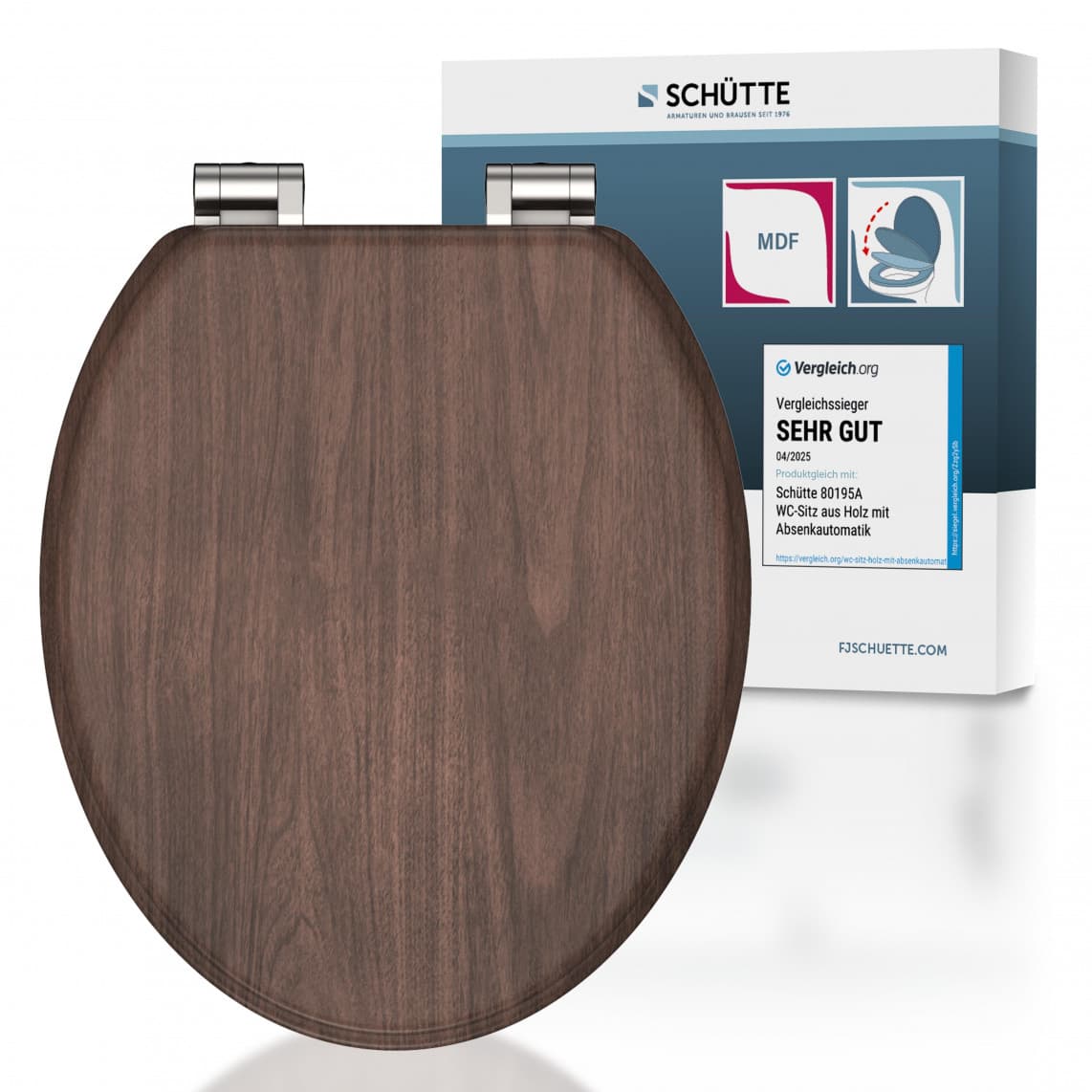 80193 abattant WC en MDF DARK WOOD, avec frein de chute