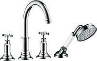 SET DE FINITION MELANGEUR DE BAIN 4 TROUS MONTAGE SUR CARRELAGE HANSGROHE CHROME