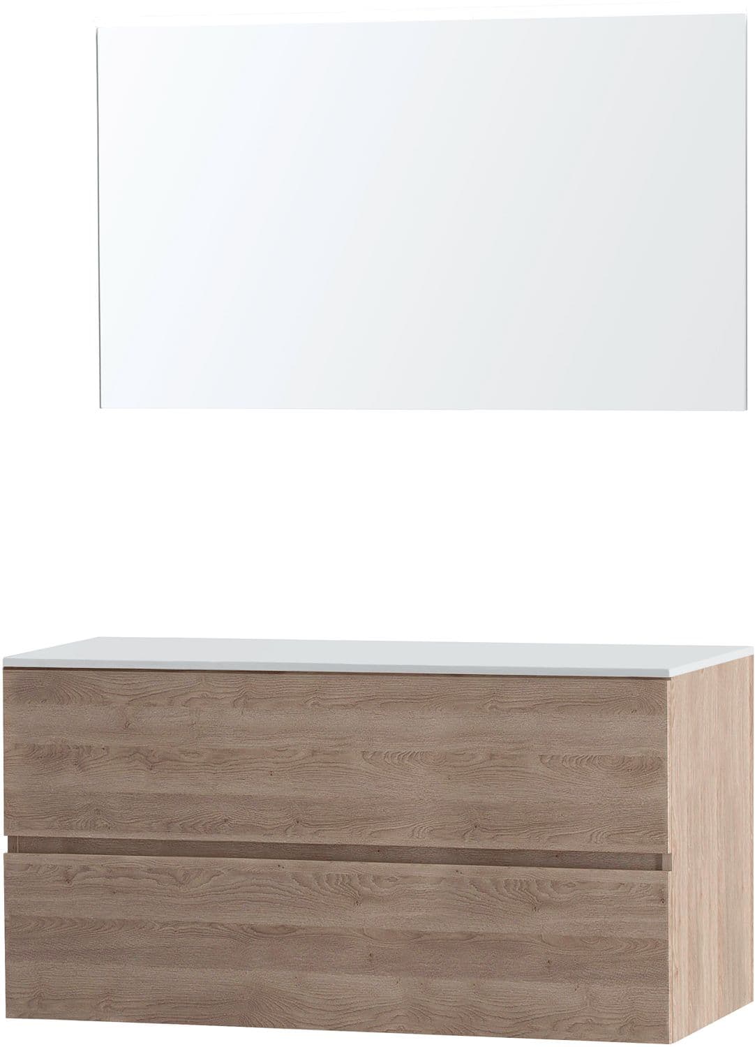 MEUBLE MOLTO CHENE NATUREL 120 POUR LAVABO A POSER SOLID MIROIR