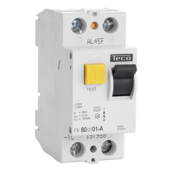 Interrupteur différentiel 2 pôles 80A 100mA type A pouvoir de coupure 10kA