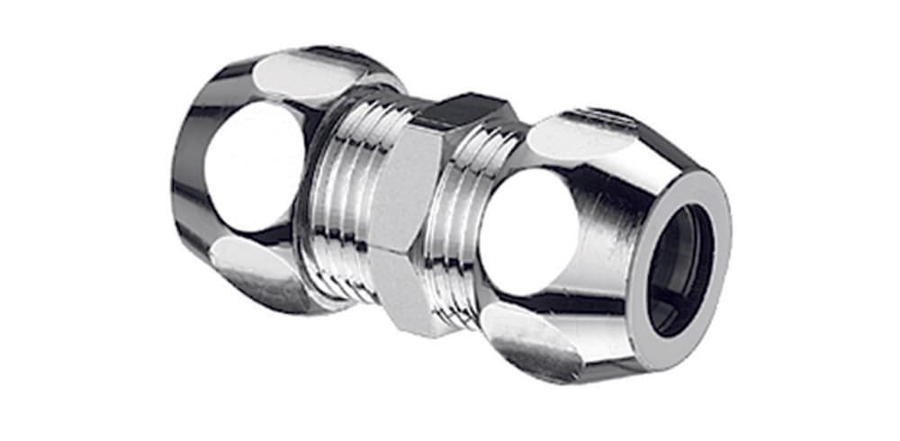 Schell raccord d'alimentation double droit D 12 x D 10 laiton chromé