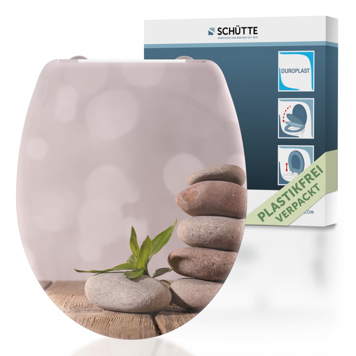 82380 abattant WC en Duroplast STONE PYRAMID, avec frein de chute et déclipsable