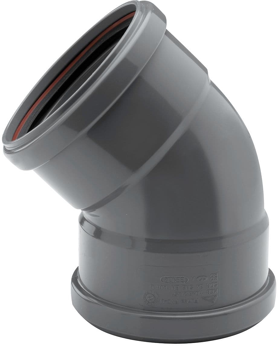 COUDE PVC 45° EGOUT 110MM FF GRIS