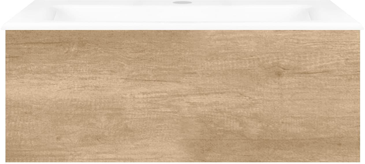 SOUS MEUBLE COFFEE 1 TIROIR 80 CHENE DECOR CACHMIRE +LAVABO PORCELAINE BLANC