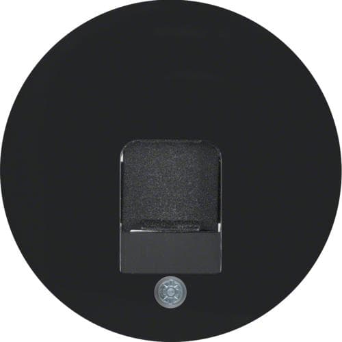 Enjoliveur avec 1 volet antipoussière et porte - étiquette Berker R.1 / R.3 Noir, brillant