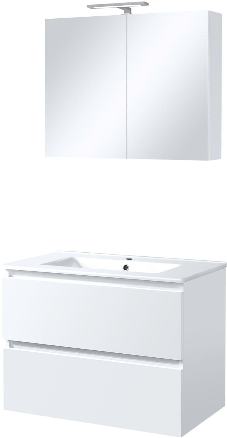 MEUBLE ICE SOLO ARMOIRE TOILETTE AVEC ECLAIRAGE 80CM BLANC BRILLANT