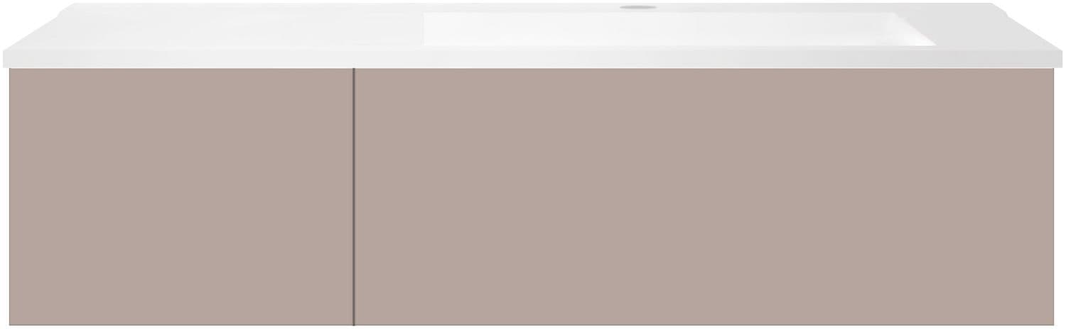 SOUS MEUBLE COFFEE 2 TIROIRS 120 GRIS BASALTE MAT+LAVABO DROITE EN MARBRE SYNTHETIQUE BLANC