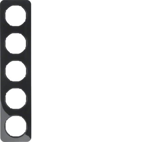 Plaque de recouvrement 5 postes Berker R.1 Noir, brillant