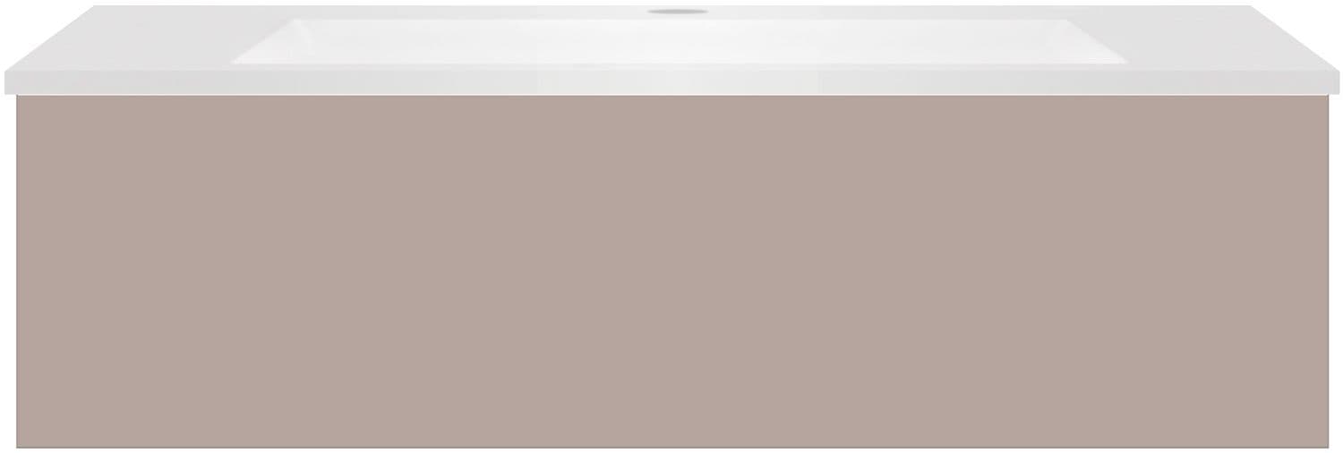 SOUS MEUBLE COFFEE 1 TIROIR 100 GRIS BASALTE MAT+LAVABO EN MARBRE SYNTHETIQUE BLANC MAT