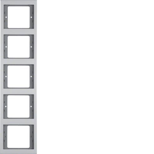 Plaque de recouvrement 5 postes pour montage vertical Berker K.5 Alu