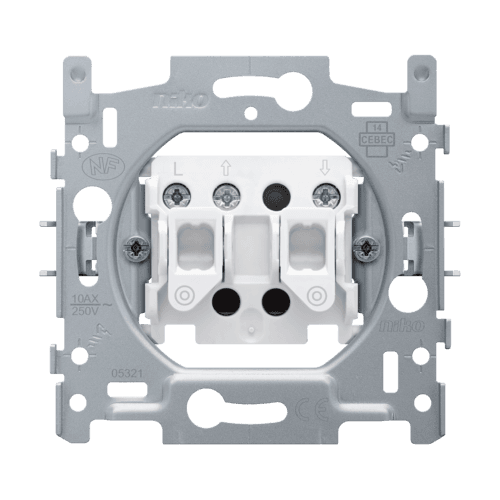 Socle pour bouton-poussoir pour volets, verrouillage électrique, 10 A, bornes à vis