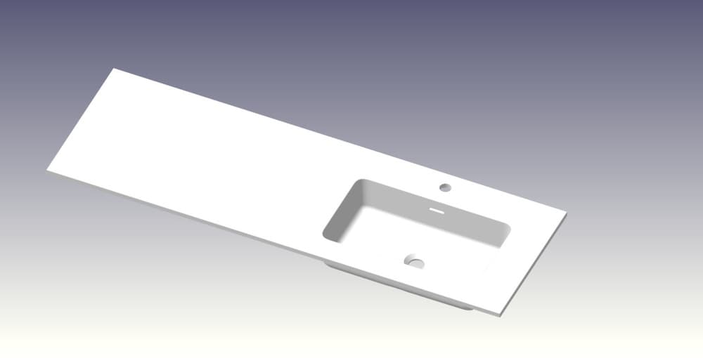 Van Marcke Pierro tablette avec 1lavabo 1 trou droite 1405x15x460mm blanc mat