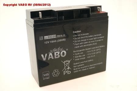 Batterie Acide - Plomb 12V 18000mAh longueur 181mm largeur 76mm hauteur 167mm