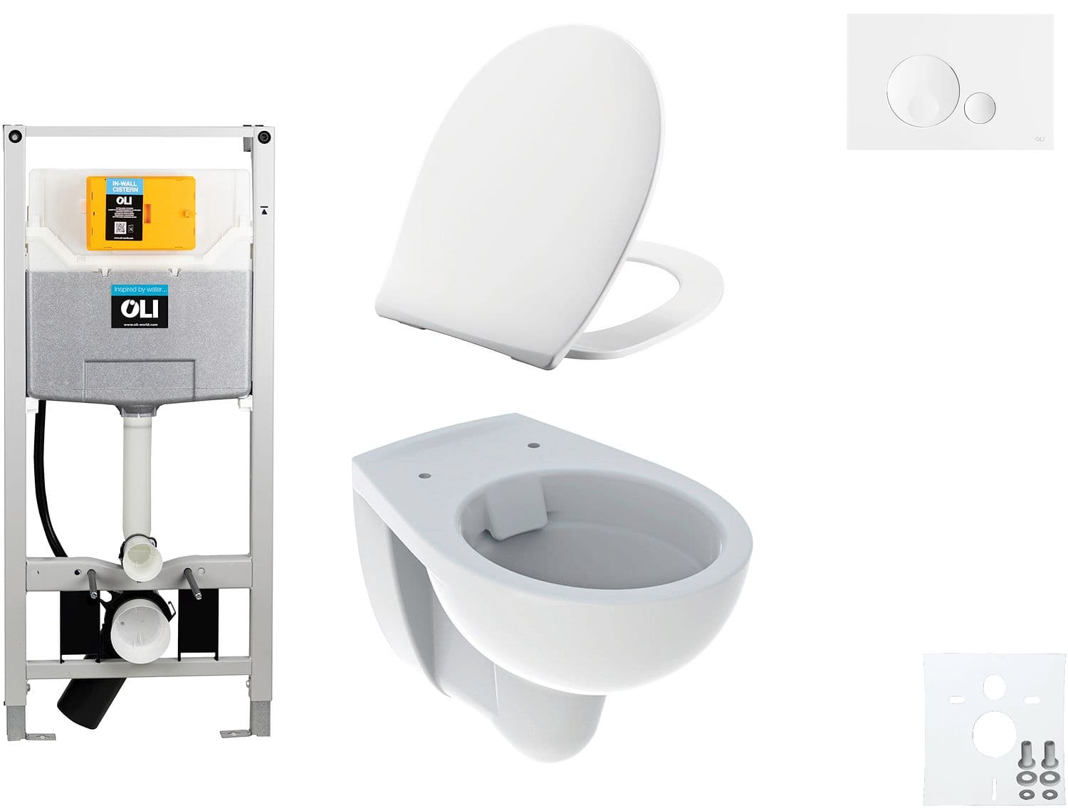 WALLFIX OLI WC SUSPENDU BASTIA RIMFREE PERSSALIT T SOFTCLOSE + LIFT-OFF GLOBE BLANC