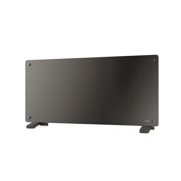 Panneau chauffant en verre avec thermostat réglable Noir 2000W. Minuterie 24h. Programmation journ.