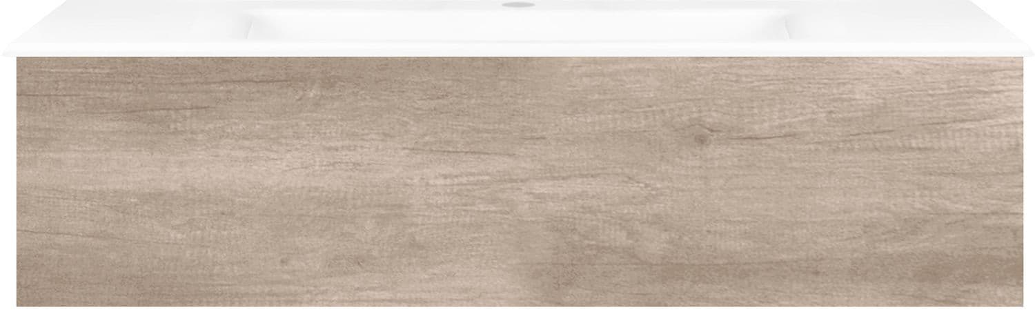 SOUS MEUBLE COFFEE 1 TIROIR 120 CHENE DECOR FLANELLE +LAVABO PORCELAINE BLANC