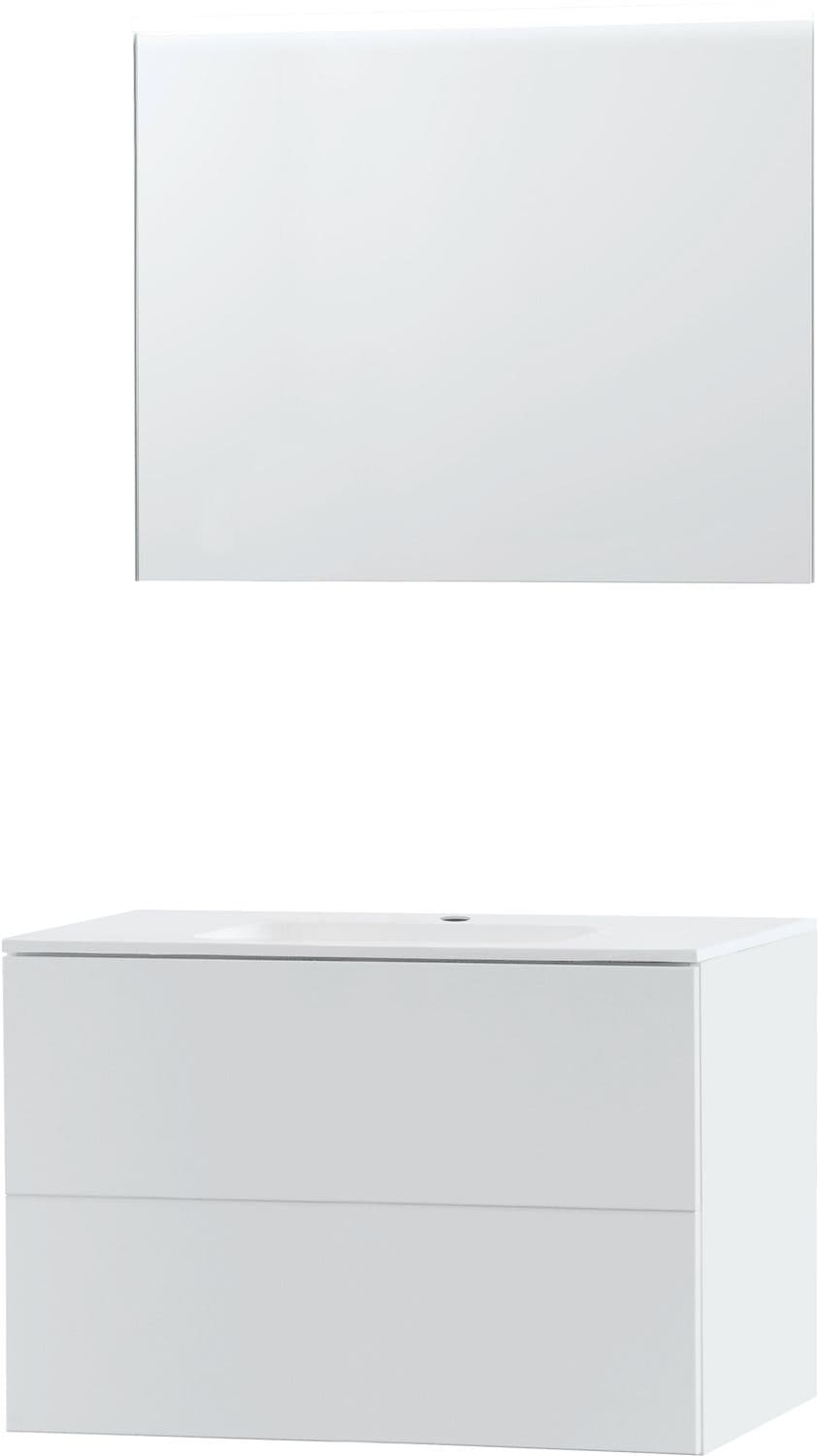 MEUBLE PURO SOLO BLANC 90 MARBRE SYNTHETIQUE MIROIR