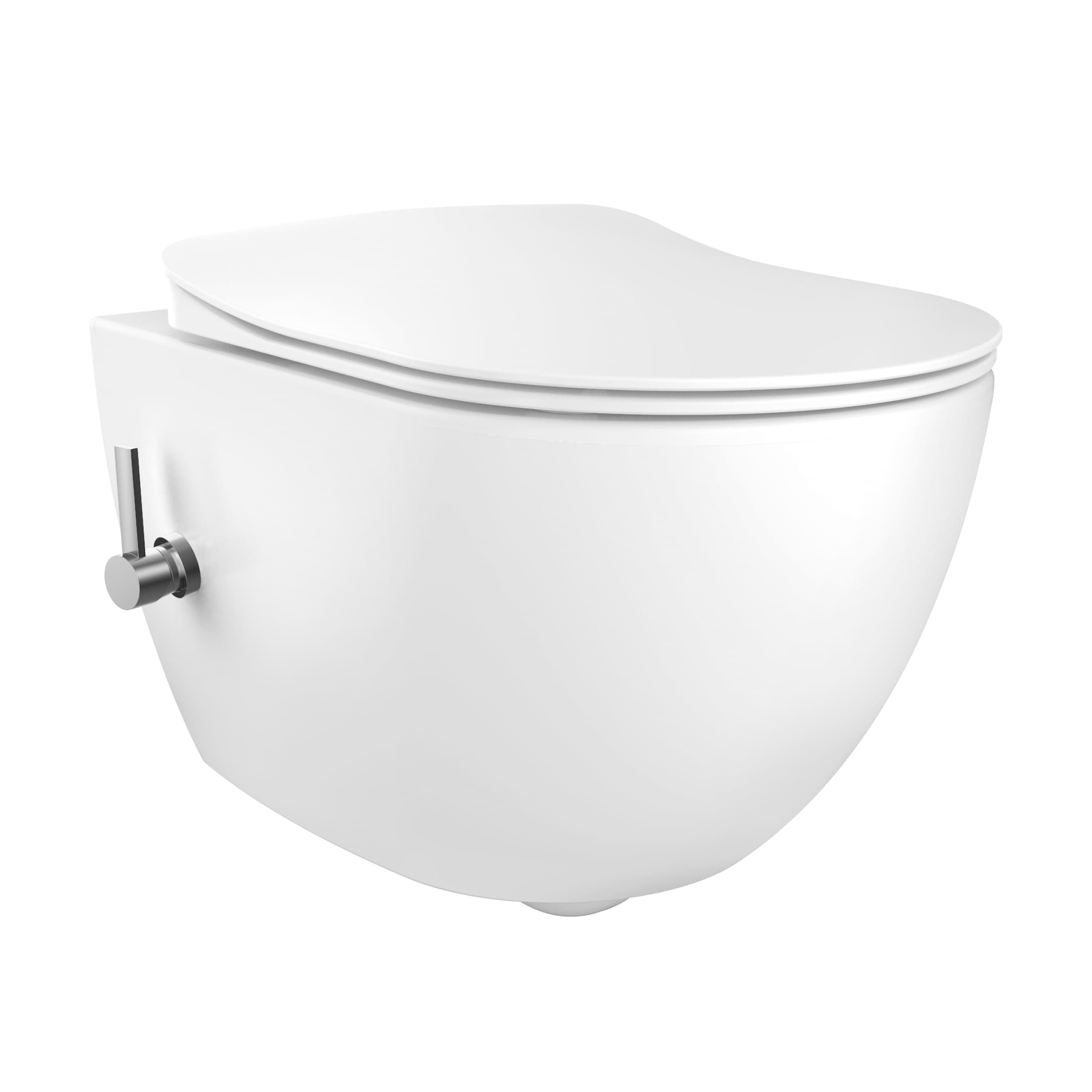 CREAVIT FREE WC SUSPENDU AVEC BIDET – SANS BRIDE – AVEC MÉLANGEUR BIDET EAU CHAUDE ET FROIDE – SANS ABATTANT – BLANC BRILLANT