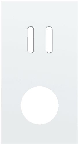 Plaque de recouvrement double, verticale 71 mm d'entraxe, pour une fonction de commutation double et une fonction de prise de courant, Niko Rocker steel white coated