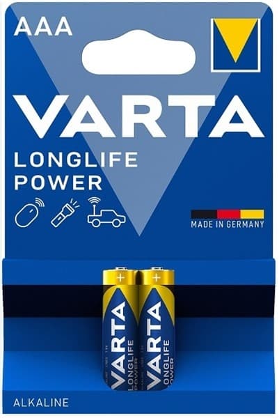 Blister de 2 piles alcaline Longlife Power Varta 1.5V LR03 AAA