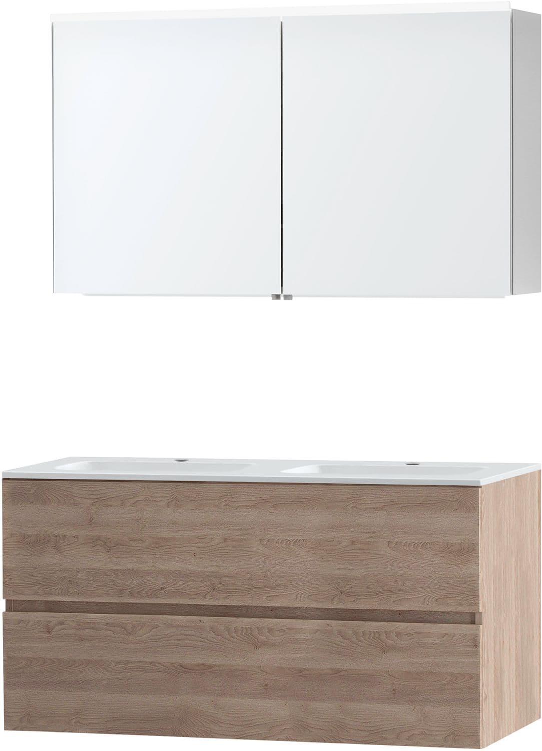 MEUBLE MOLTO CHENE NATUREL 120 MARBRE SYNTHETIQUE ARMOIRE TOILETTE
