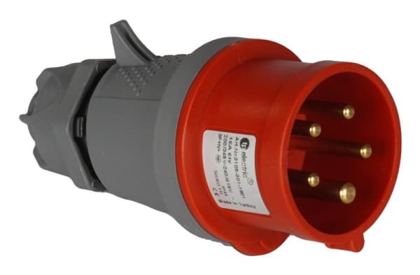 Fiche CEE mâle 5 x 16A 380 - 415Vac Rouge IP44 avec raccords à visser