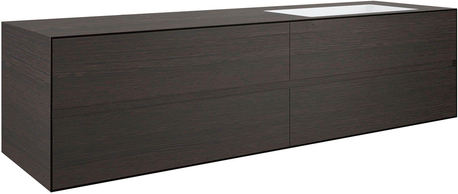 SOUS MEUBLE 4 TIROIRS+ LAVABO SOUS ENCASTRER DROITE TENSO 180CM+ TROU ROBINET WENGE