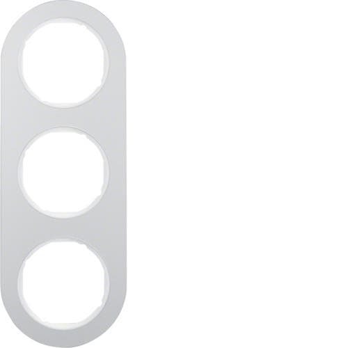 Plaque de recouvrement 3 postes Berker serie R.Classic Alu / Blanc polaire