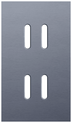 Plaque de recouvrement double, verticale 60 mm d'entraxe, pour des fonctions de commutation double, couleur Niko Rocker alu blue grey brushed