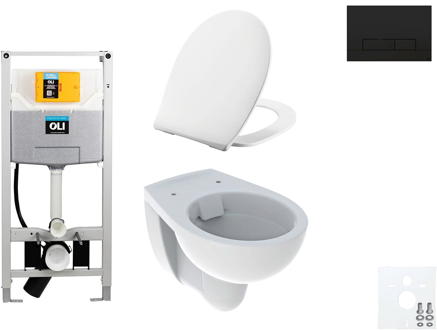 WALLFIX OLI WC SUSPENDU BASTIA RIMFREE PERSSALIT T SOFTCLOSE + LIFT-OFF GLAM MAT NOIR