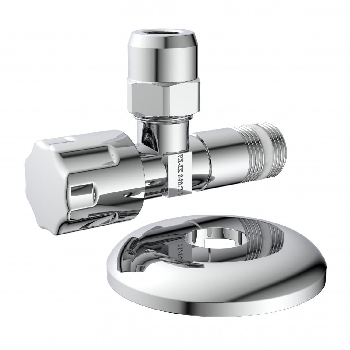 986259048 robinet d'équerre, 3/8" M x 10 mmQ, avec Rosace de tiroir, auto-étanche