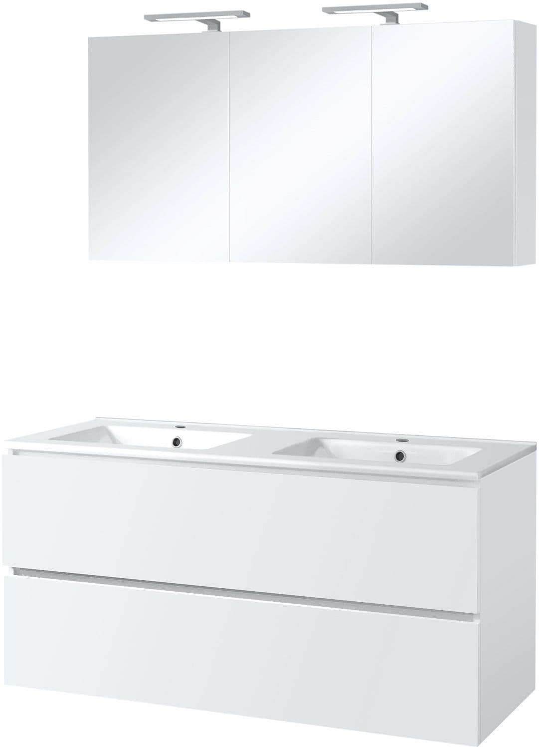 MEUBLE ICE DUO ARMOIRE TOILETTE AVEC ECLAIRAGE 120CM BLANC BRILLANT