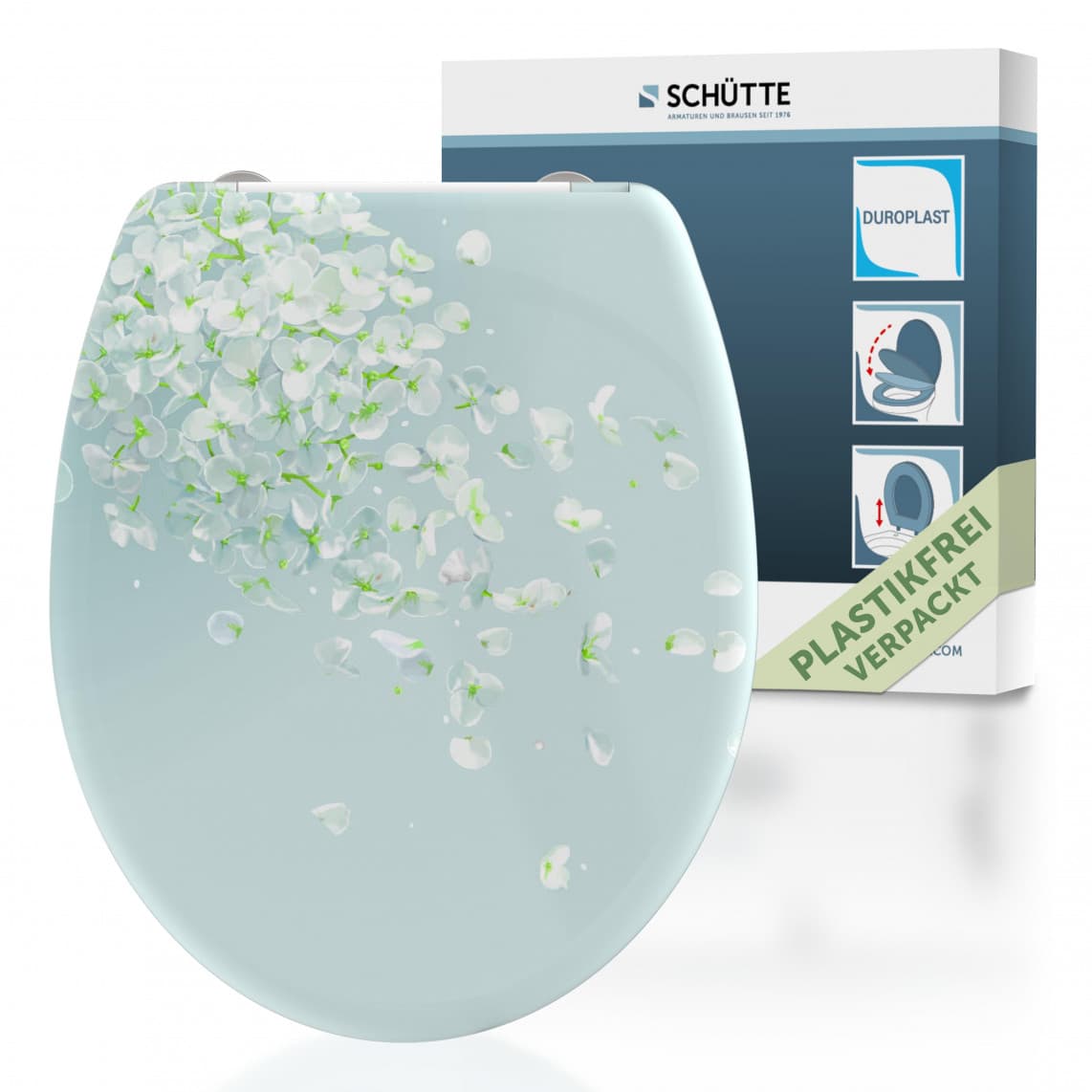 82381 abattant WC en Duroplast FLOWER IN THE WIND, avec frein de chute et déclipsable