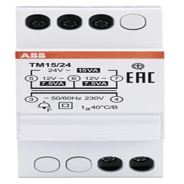 Transformateur de sonnerie à sécurité TM 12 - 24V, 15VA 2 mod