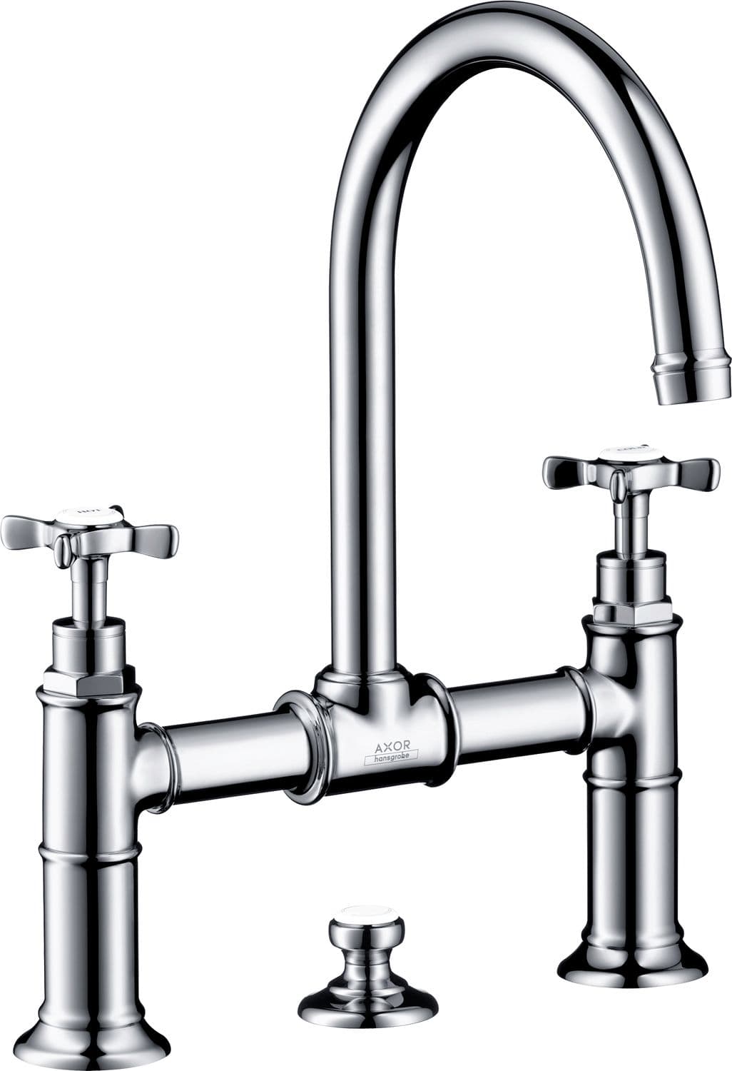 MELANGEUR LAVABO MONTREUX 220 AXOR MODELE A PONT VIDAGE AUTOMATIQUE NICKEL BROSSE