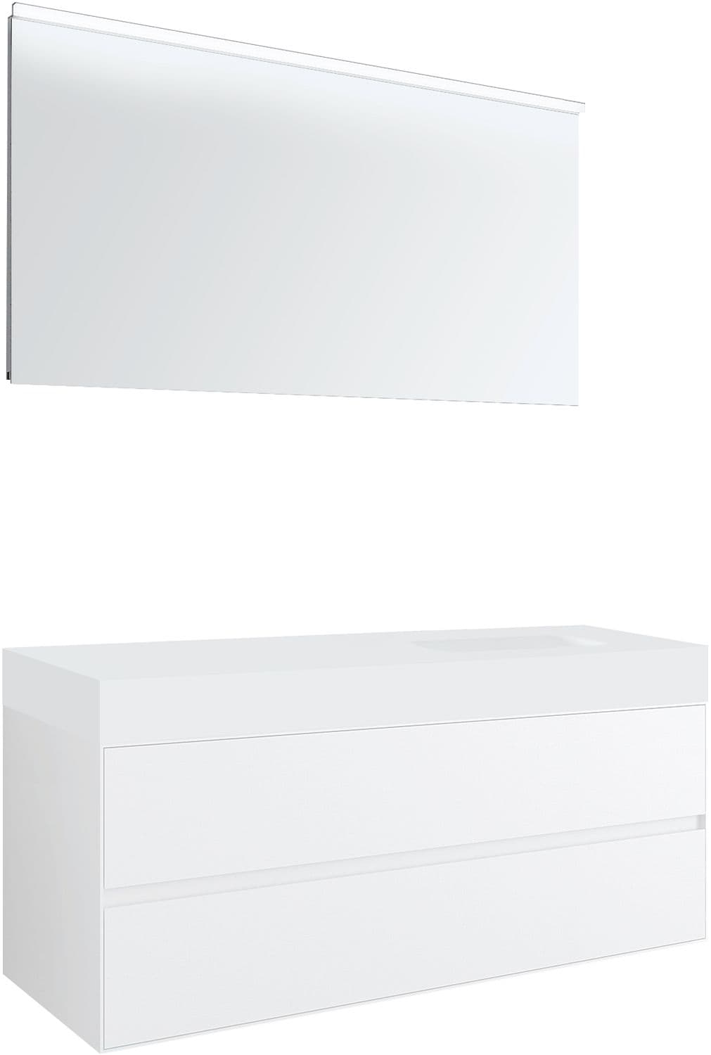 MEUBLE 2 TIROIRS POUR TABLET PURO 1 LAVABO DROITE TENSO 90CM BLANC AVEC MIROIR