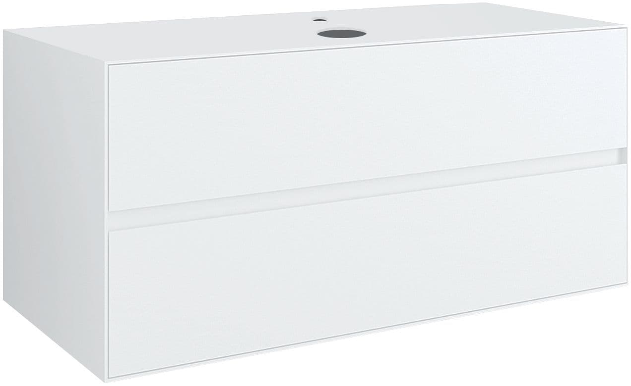 SOUS MEUBLE 2 TIROIRS+ TABLET POUR LAVABO A POSER CENTRAL TENSO 120CM TENSO +TROU ROBINET BLANC