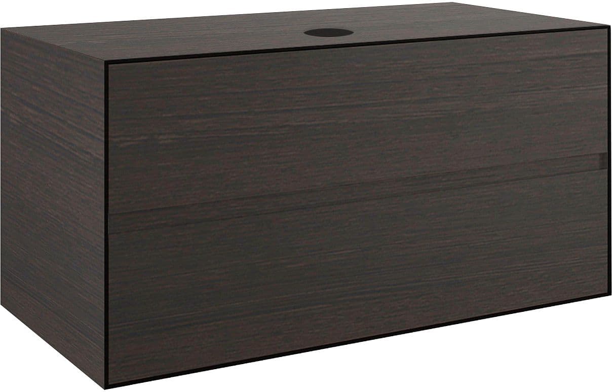 SOUS MEUBLE 2 TIROIRS+ TABLET POUR LAVABO A POSER CENTRAL TENSO 90CM TENSO SANS TROU ROBINET WENGE