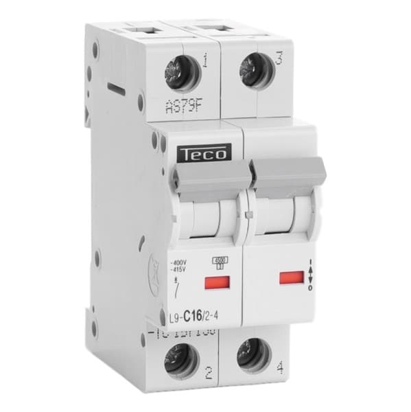 Disjoncteur 2 pôles 16A 4,5kA courbe C
