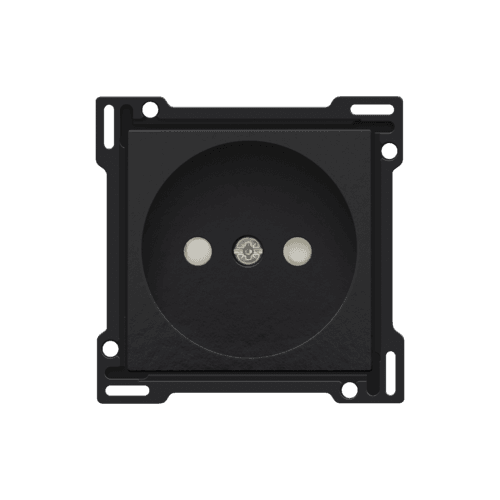 Set de finition pour prise de courant sans terre, avec obturateurs de protection, profondeur d’encastrement de 21 mm, couleur piano black coated
