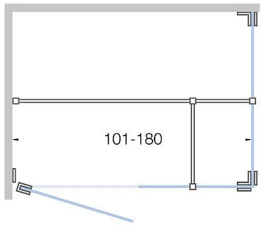 PORTE PIVOTANTE AVEC PAROI ANNEXE+PAROI LATERALE CLOSE <180CM H 200CM CHROME-CLAIR